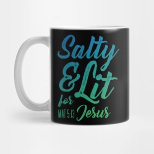 Salty and Lit for Jesus - Blue Gradient Distress Mug